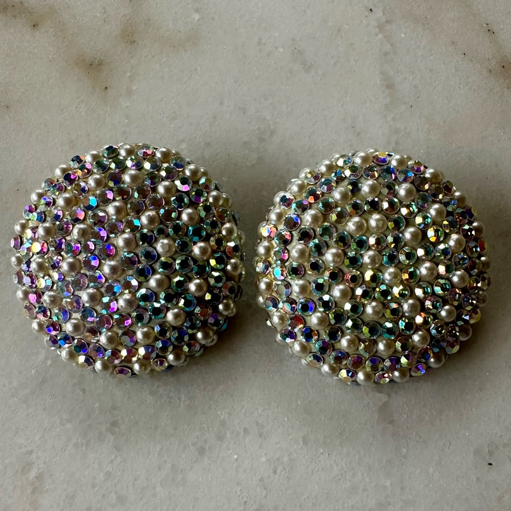 Richard Kerr 1980s Vintage Rhinestone Clip On earrings | Richard Kerr earrings